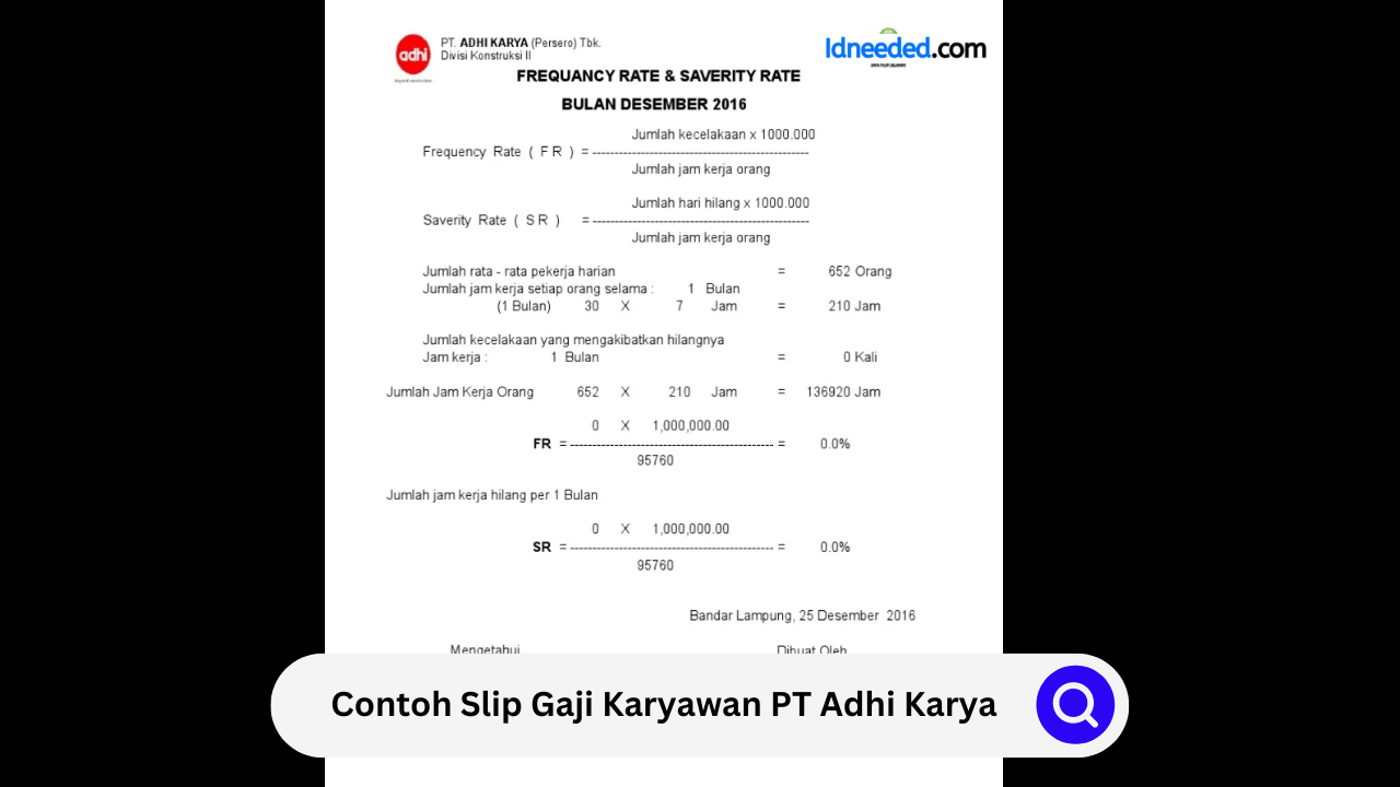 Contoh Slip Gaji Karyawan PT Adhi Karya