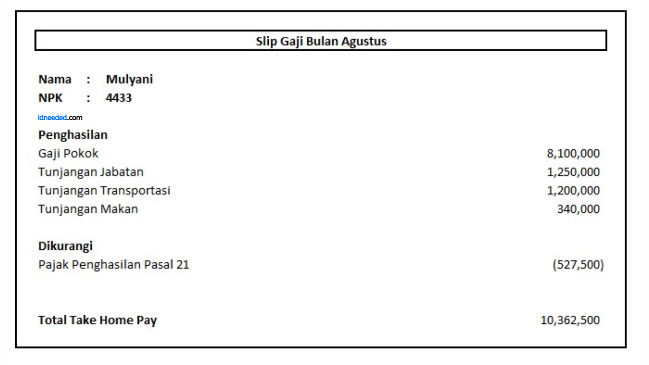Contoh Slip Gaji Karyawan Shopee