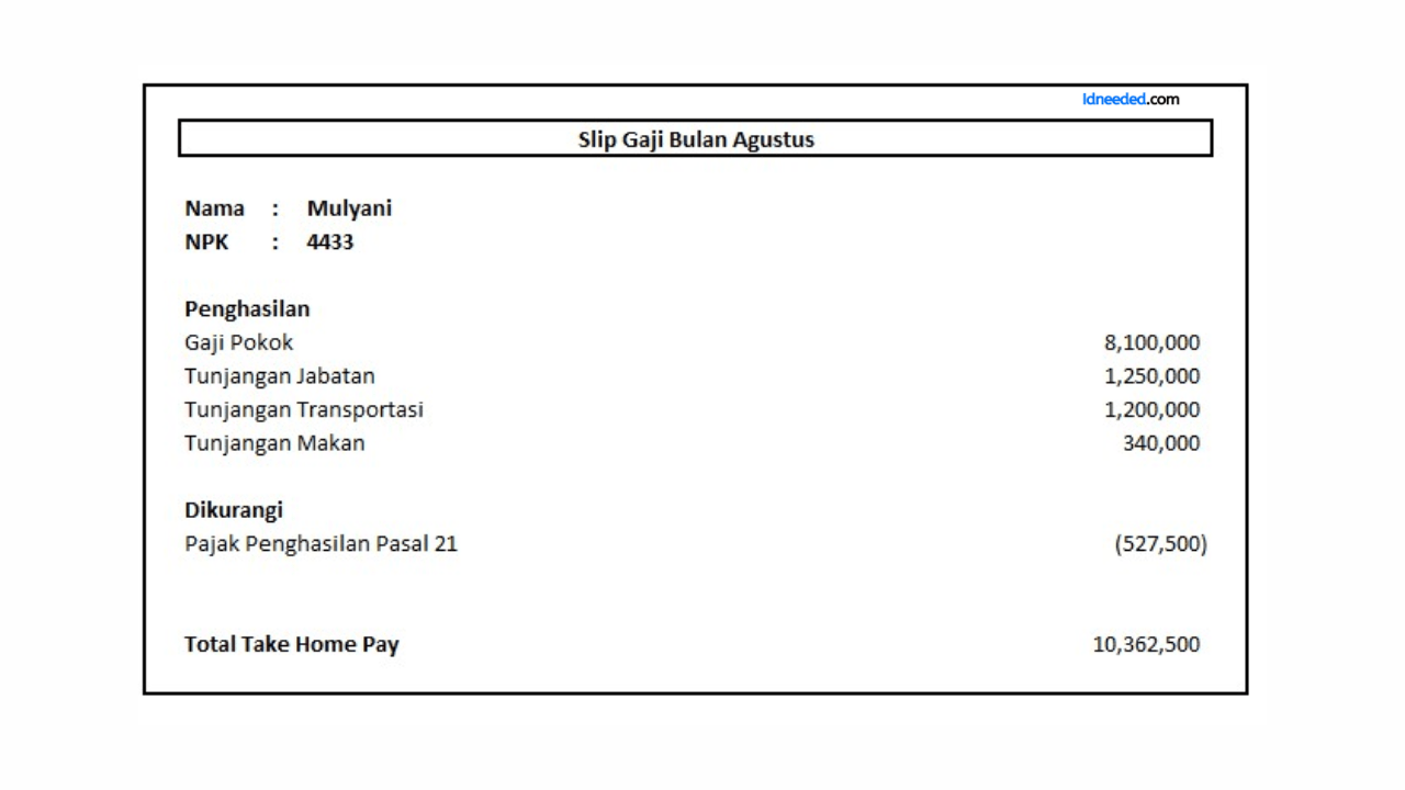 Contoh Slip Gaji Karyawan Grab