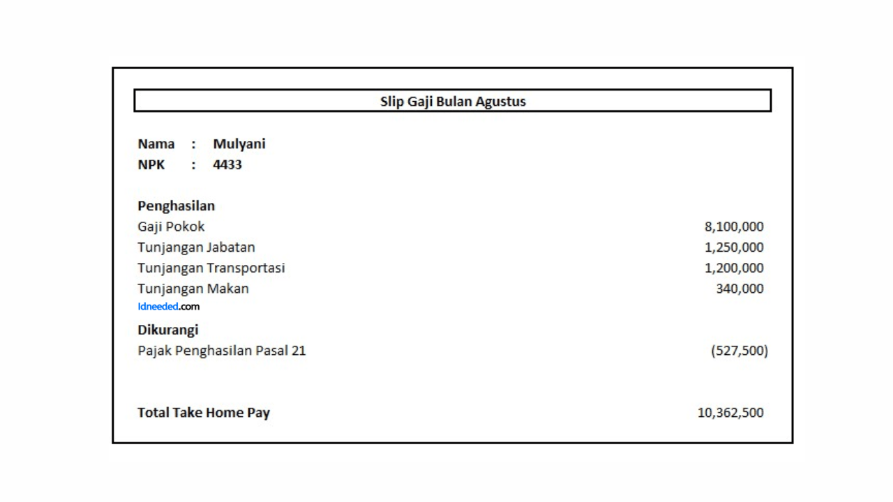 Contoh Slip Gaji Karyawan MNC Group