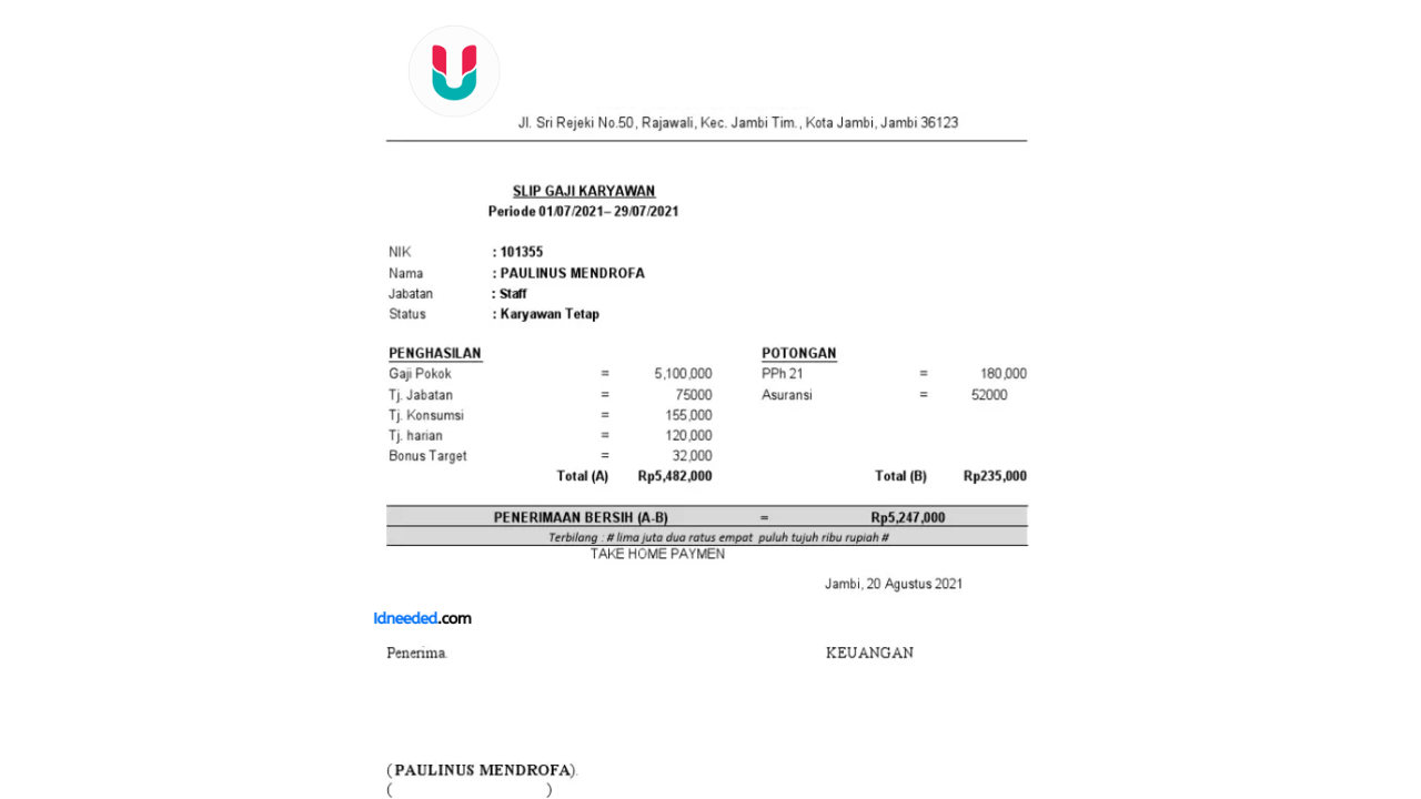 Contoh Slip Gaji Karyawan Kumparan.com