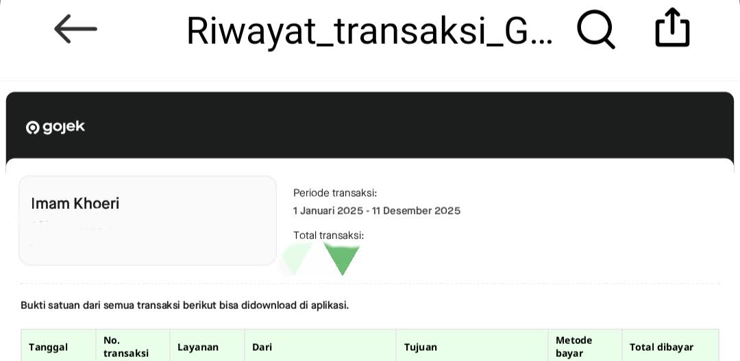 cara cek pengeluaran gojek